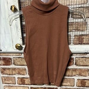 Zara Tan Turtleneck Sleeveless Top